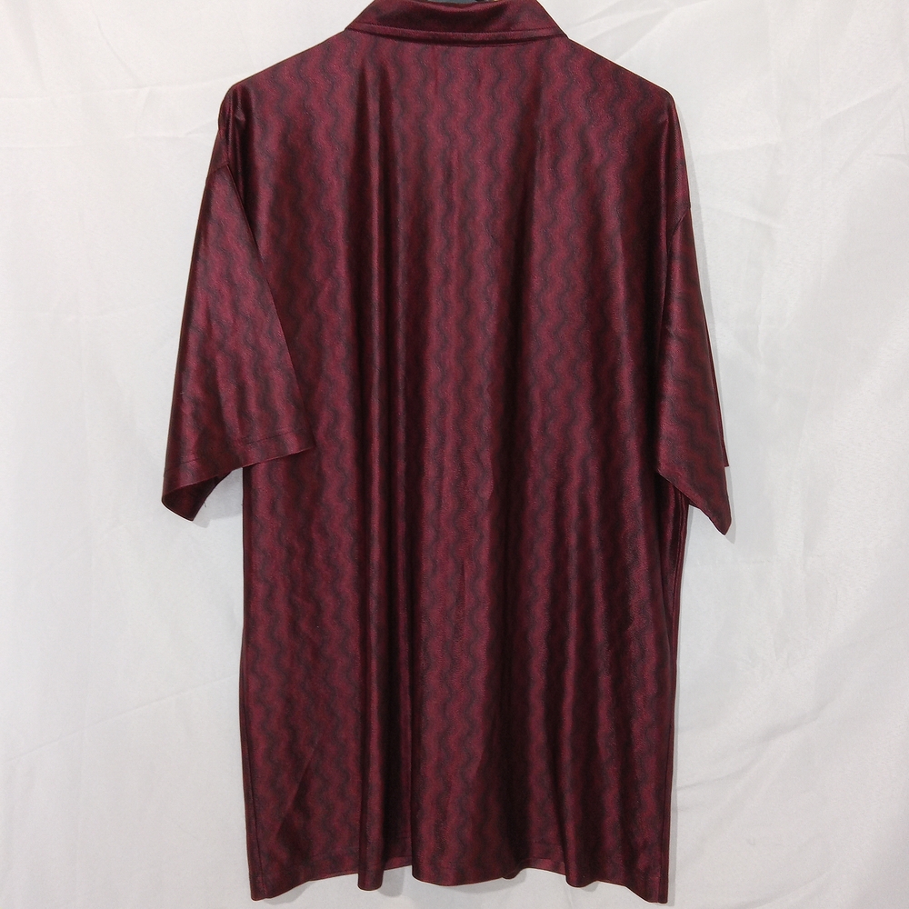 Vintage Mens Club Rave Shirt Street Culture Button Up Shiny Red Wave Size XL - Picture 7 of 15